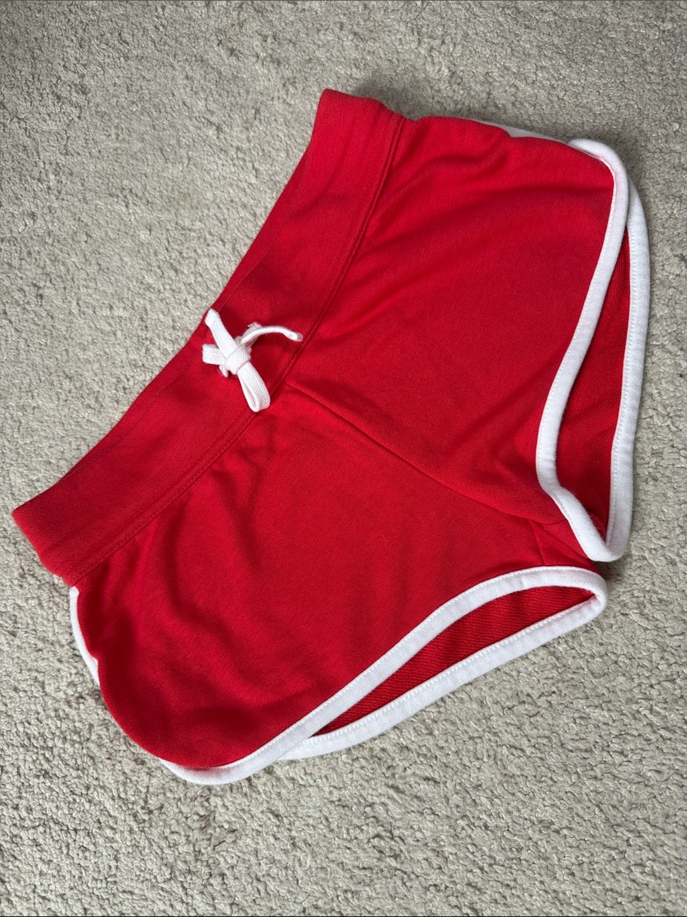 Divided Red Athletic Lounge Shorts with White Trim